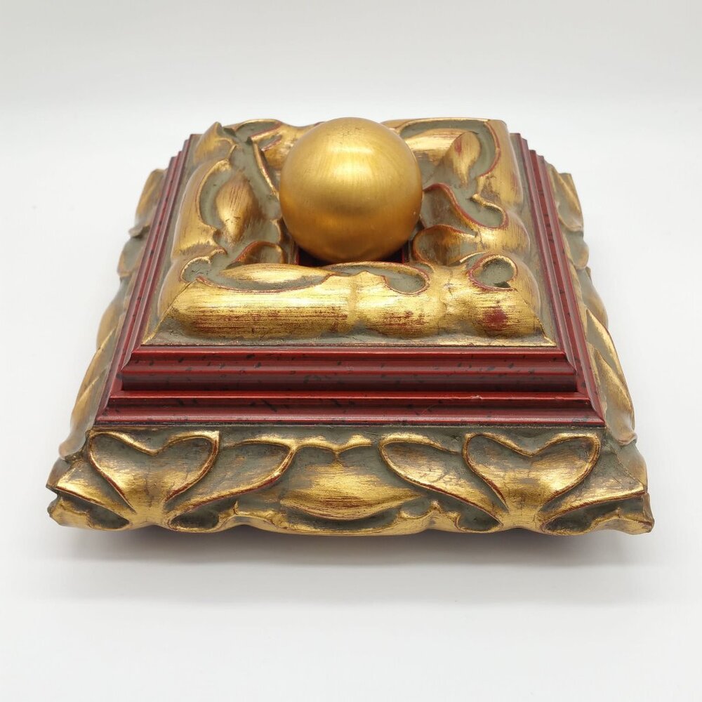 Vintage Carved Wood Jewelry Trinket Box, Gold Gilt Ornate Decorative Gift